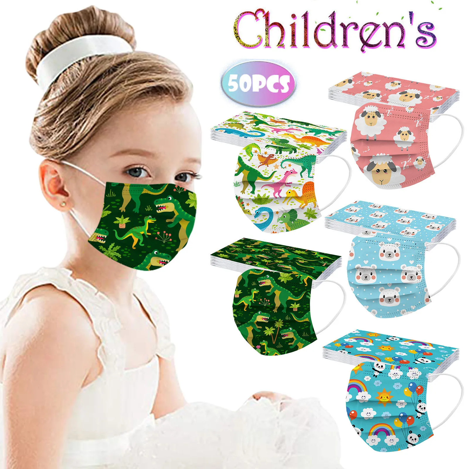 Kids Children'S Mask Disposable Face Mask Industrial 3ply Ear Loop 50pcs Disposable Mouths Covers Cubre Bocas Desechables