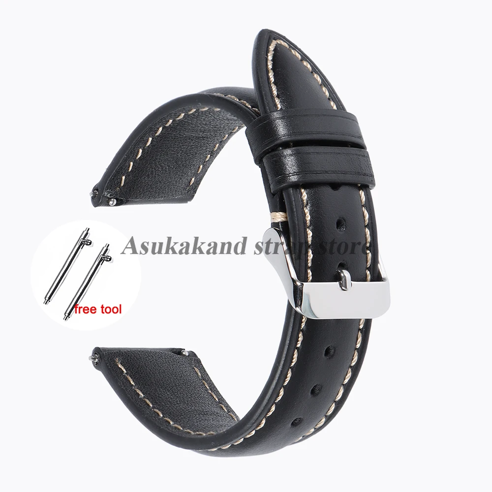 Universal Vintage Oil Wax Leather Watch Strap - Brown Head Layer with Pin Buckle