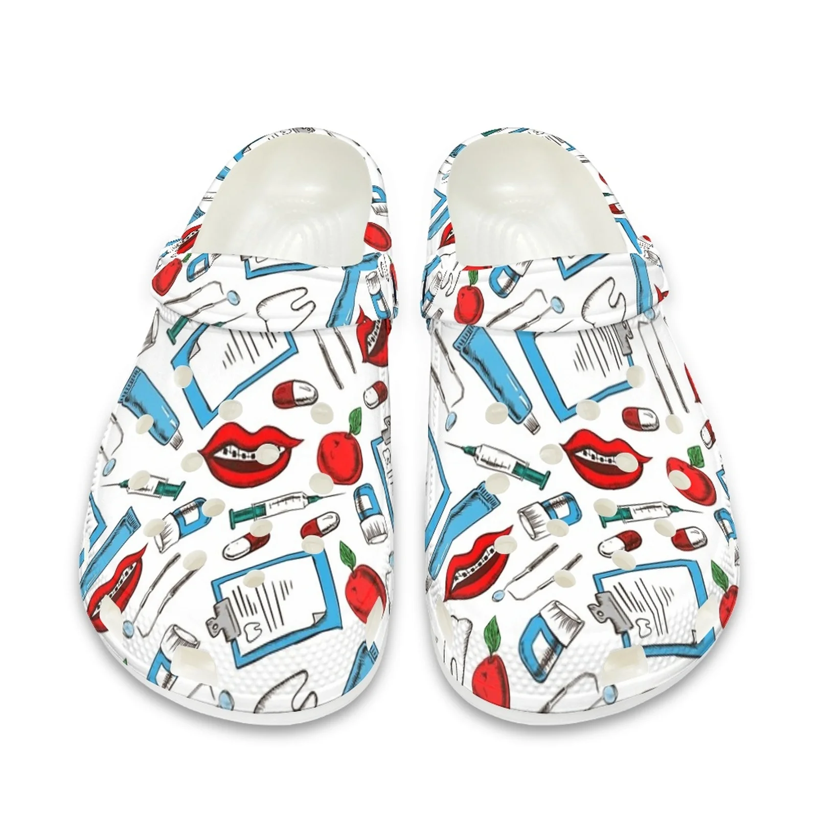 

Beliodome Cute Teeth Dentist Design Garden Clogs Shoes Casual Slip Quick Drying Sandals Summer Anti-Slip Beach Shoes for Women