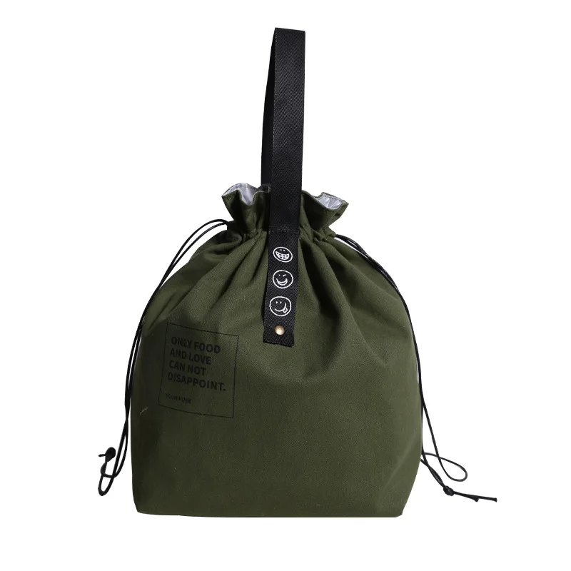 Lunch Bag Canvas Drawstring Thermal Insulation and Cold Storage High Capacity Camping Student Office Worker lunch bag,cooler bag