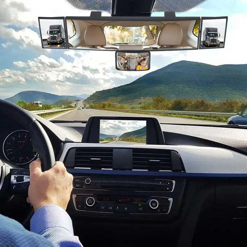 Car Mirror Interior Rearview Mirrors Panoramic Wide Angle Rearview Mirror Universal Interior Clip On Convex Rear View Mirror