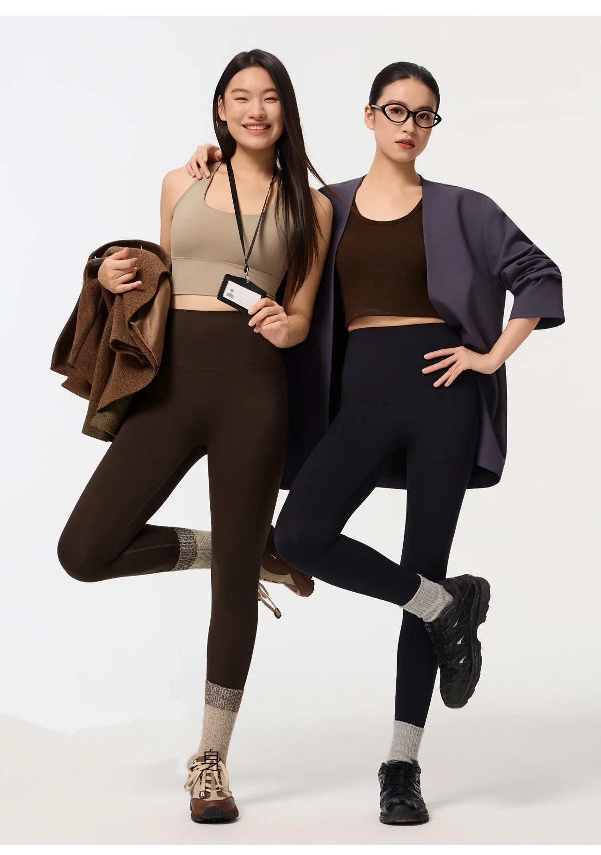 ملابس خارجية نسائية للخريف/الشتاء مبطنة بالصوف - سراويل يوجا سميكة غير قابلة للانزلاق للتحكم في البطن مع تمتد ناعم بدون خياطة