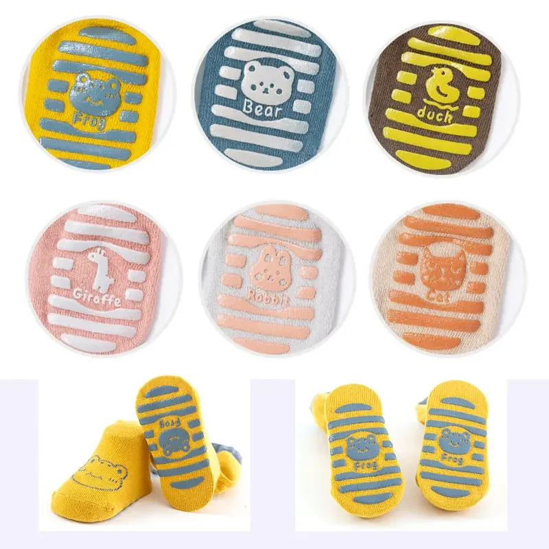 Autumn Winter Baby Cotton Non-slip Floor Socks Toddlers Kids Newborn Walking Cartoon Medium Tube Socks for 0-3Y Girls Boy Infant