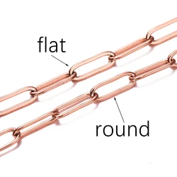 Premium Gold Stainless Steel Chain - Durable 3/4mm Cable - 4mmx 12mm round (Rose Gold)