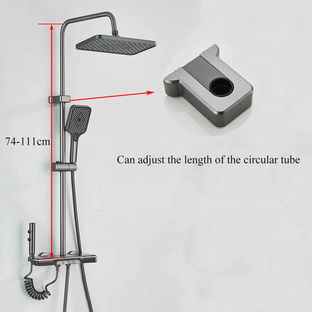 Description Picture 4 of itemGun Grey Adjustable Shower Faucet Set Rainfall  Shower Head Bathroom Shower Mixer Tap Wall Mounted Hot Cold Shower Mixer Kits