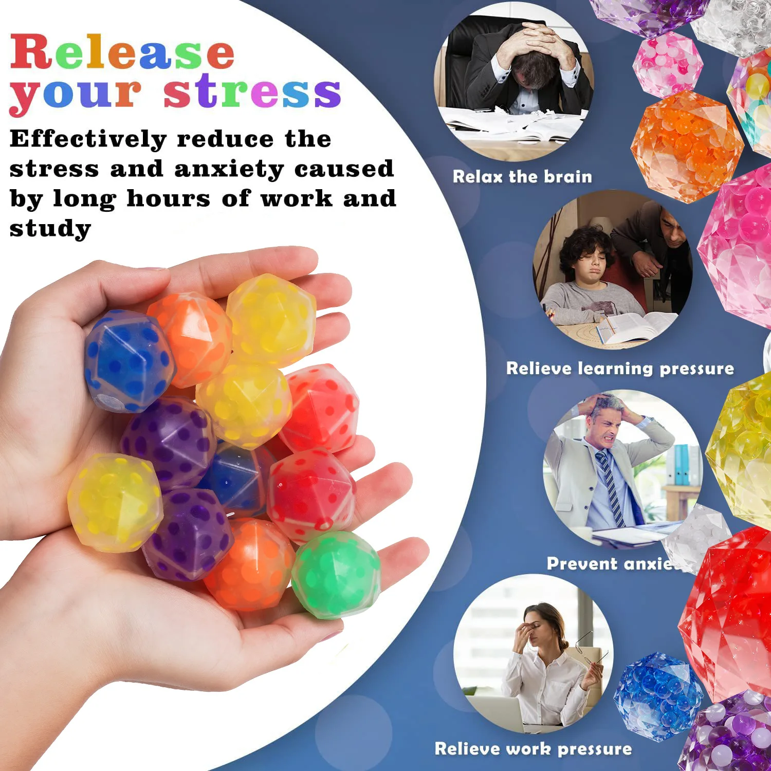 5/10/20PCS 다이아몬드 모양 포도 공 스트레스 해소 장난감 감각 장난감 피젯 토이 스트레스 해소 공 어린이 보상 선물