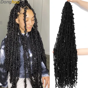 18 24 36 Inch Butterfly Faux Locs Crochet Hair Synthetic Meche Butterfly Locks Crochet Braid Distressed Soft Locs Crochet Hair 1