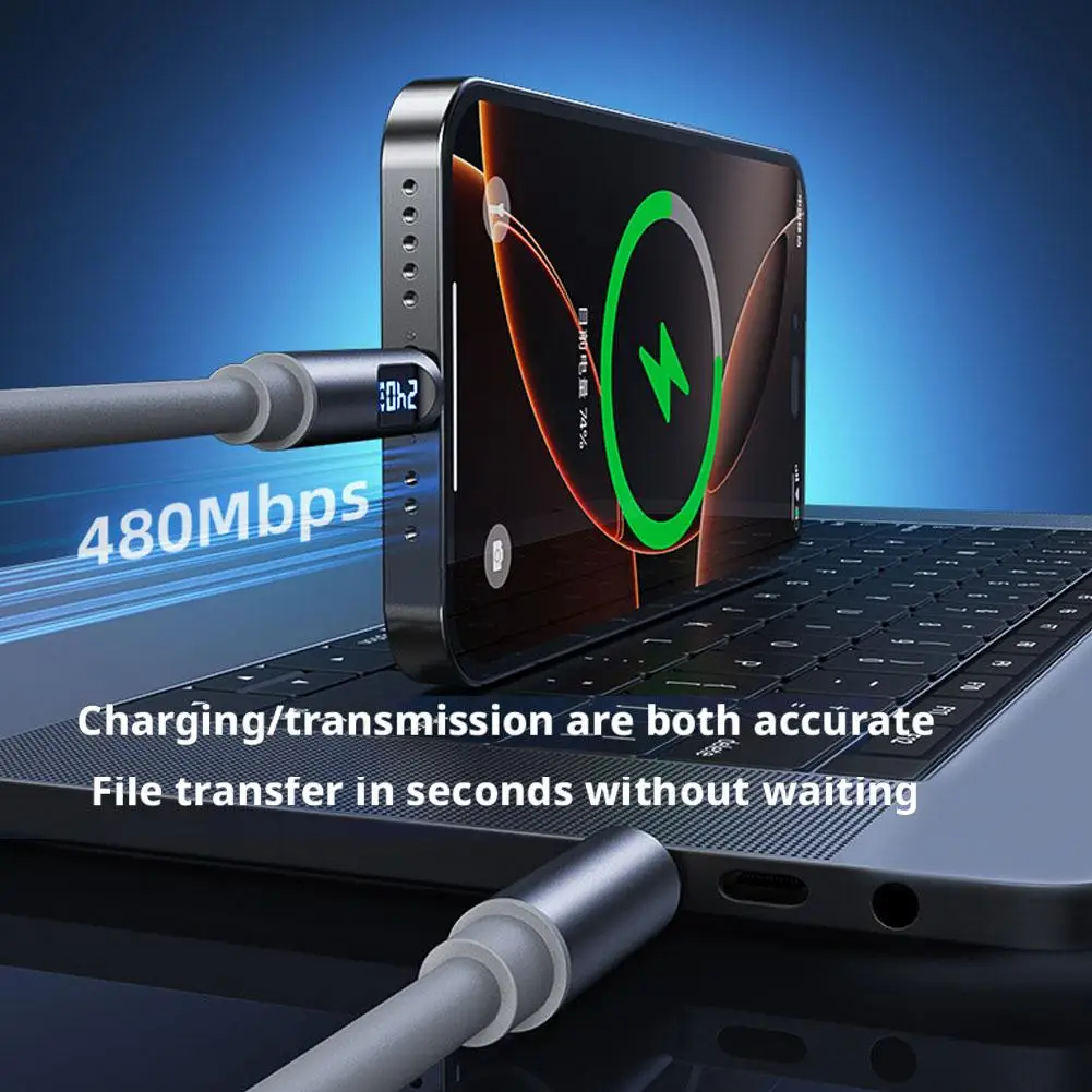 LED 디지털 디스플레이가 있는 USB 3.1 케이블 240W PD3.1 고속 충전 80Gbps 데이터 전송 iPhone Galaxy용 듀얼 8K 디스플레이