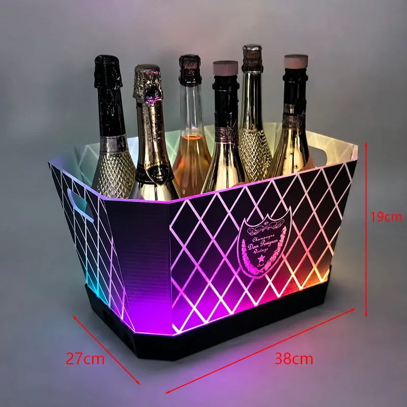 LED luminous ice bucket bar colorful light six-pack acrylic champagne barrel rechargeable spades A beer ice bucket