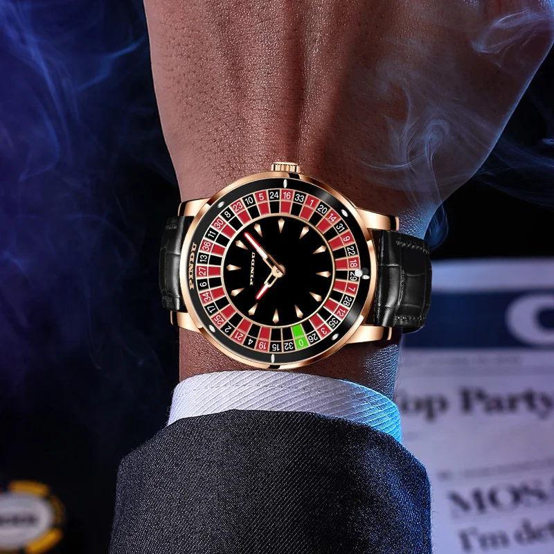 PINDU Design Mechanical Watch NH35 Movement Arabic numerals Rotating Dial Roulette Automatic Watch Diamond Luminous Hands P6616 4