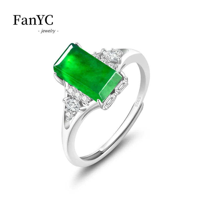 

Натуральные А-товары, Нефритовое зеленое кольцо из серебра пробы с нефритом, изысканное модное регулируемое кольцо на палец, Дамский подарок