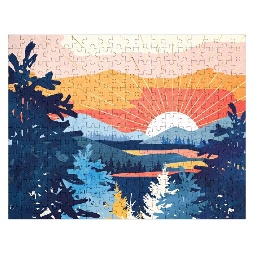 

Sunset Lake Jigsaw Puzzle Personalized Toy Personalised Name Puzzle Wood Animals