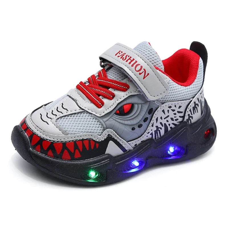 Spring New Children's Sports Shoes Fashion Cartoon Boy's LED Light Shoes Soft Sole Kid's Running For Ages 1-6T