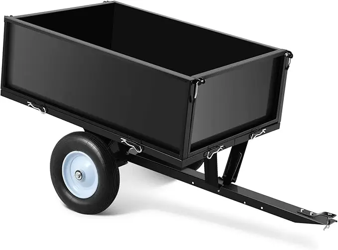 Heavy-Duty 500 lbs Capacity Tow-Behind ATV Trailer Dump Cart with Two Wheels for Yard and Garden Use