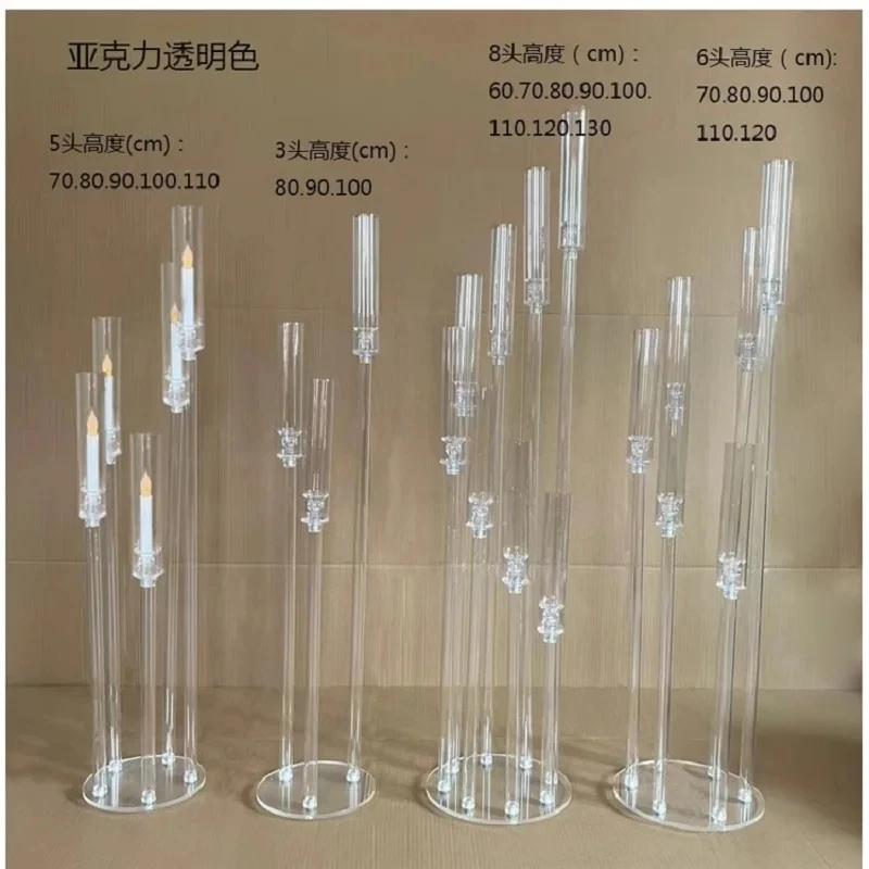 

10pcs/Lot Wedding Decoration Centerpiece Candelabra Clear Candle Holder Acrylic Metal Candlestick for Birthday Event Party