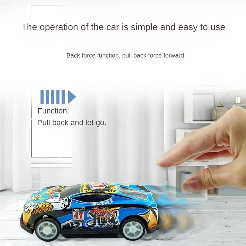 Mini Alloy Pull Back Car Kids Toys City Cartoon Inertia Racing Car Model Diecast Vehicle For Boys Girls Birthday Xmas Gift Bag