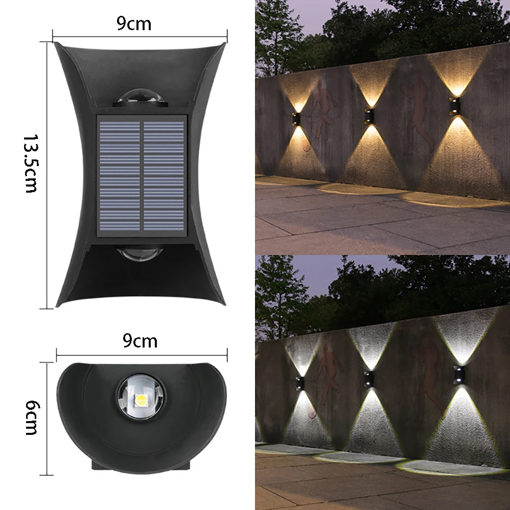 LED Solar Wall Lamp IP65 Waterproof Outdoor 3.7V 500mA Lithium Battery Modern Minimalism Style Lamp Porch Garden Lights