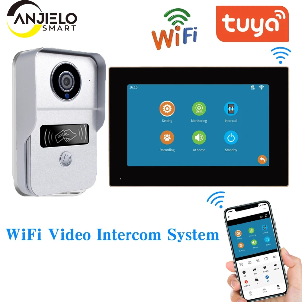 

1080P Video Entry Doorphone Door CameraTUYA Wireless Wifi Video Doorbell System, Video Intercom Kits for Home Villa Apartment