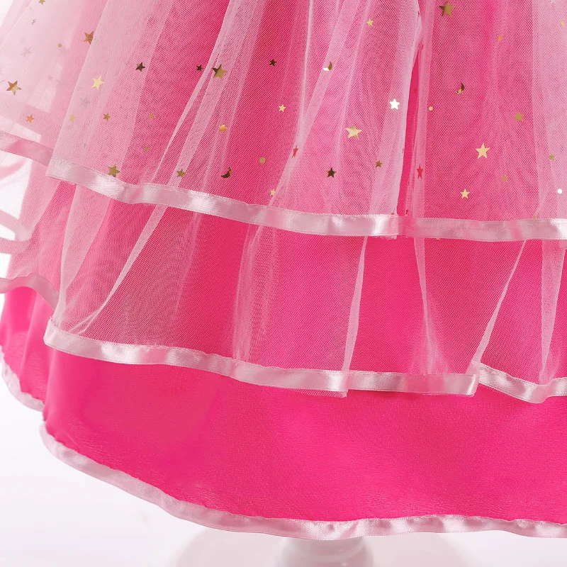 Girls Dress Girls' New Barbie Bow Print Small Flying Sleeve Cosplay Dress