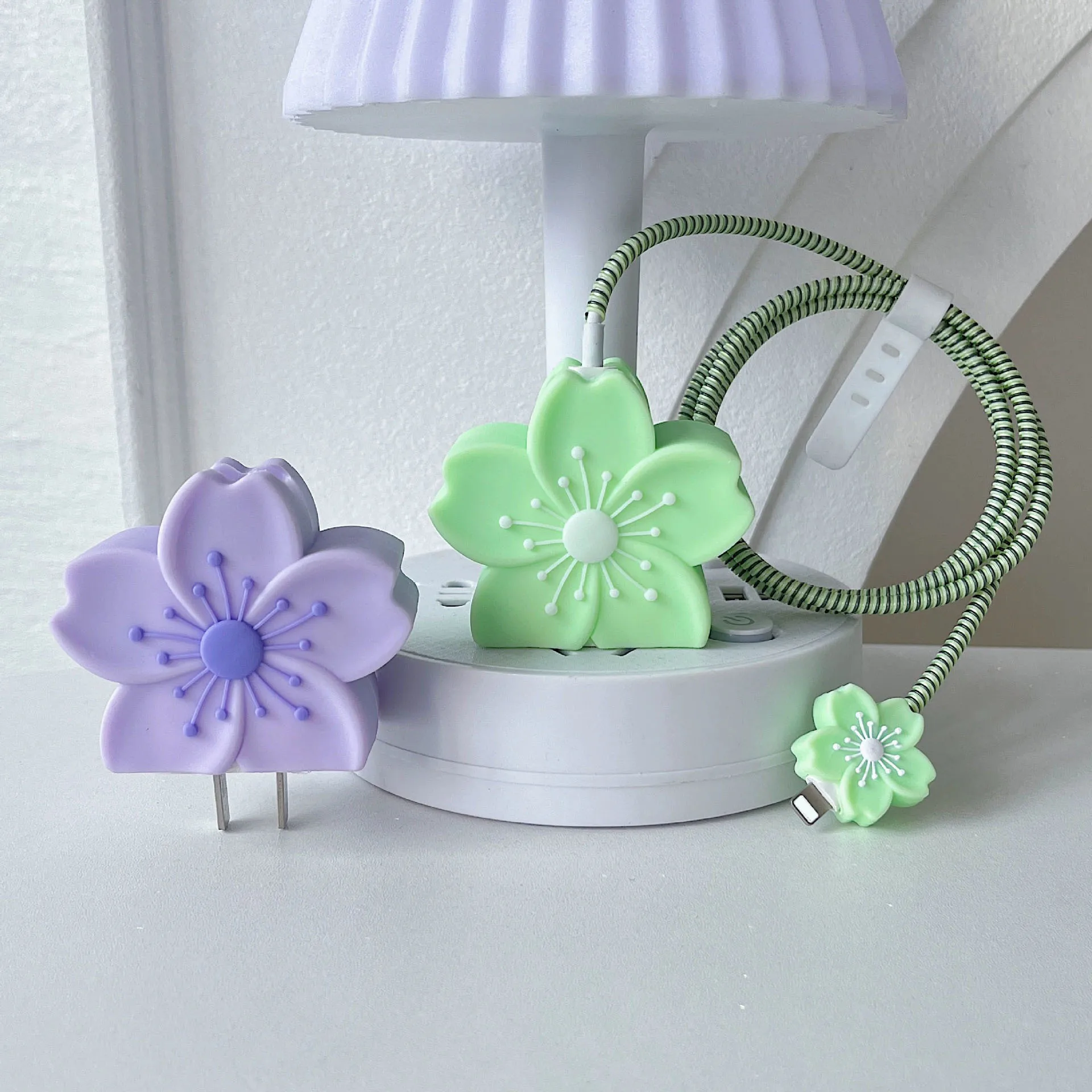 Cherry Blossom Charger Protector with Cable Organizer and Protective Case
