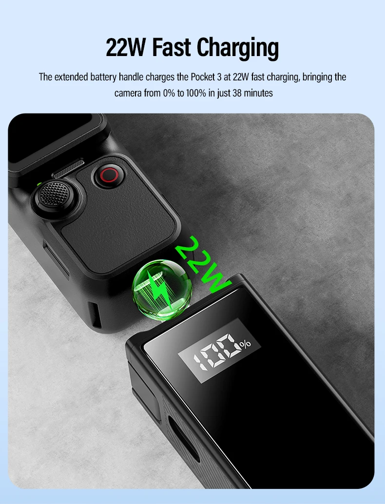 2In1 Upgrade 5000mAh Battery Handle for DJI Osmo Pocket 3 and Cell Phones Portab