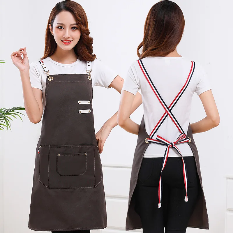 Kitchen Woman Cook Cooking Apron Hotel Restaurant Chef Aprons for Man Bakery Cafe Waiter Work Pinafore Adjustable Shoulders