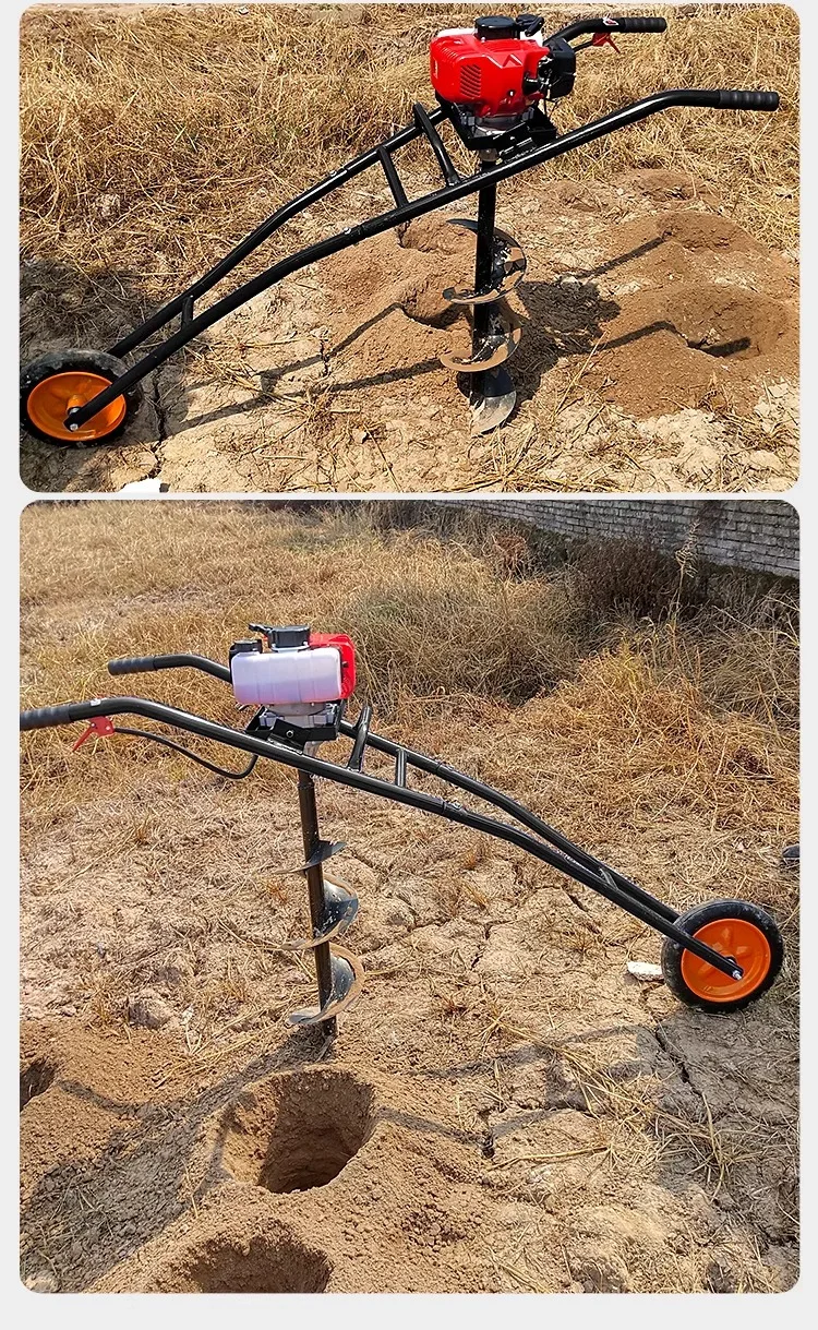 Portable Four-stroke Trolley Ground Drill Spiral Tree Planting Soil Machine Powe