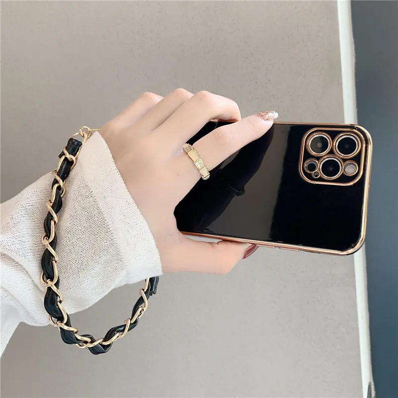 Luxus Gold Armband Telefon Fall für Samsung Galaxy S22 Plus S20 FE S21 Ultra S10 A31 A21S A12 5G A51 A71 Beschichtung Tasche Sof_voghion.com