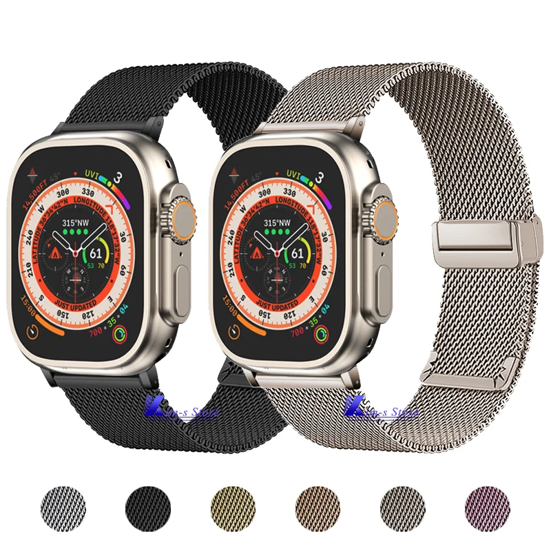 

Milanese Stainless Steel Strap for Apple WatchBand Ultra 49mm 45mm 41mm 44mm 40mm Magnetic Buckle for iWatch Series 8 7 6 5 SE 4