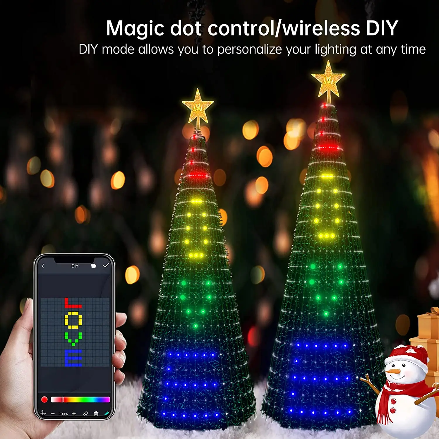 Luces inteligentes para árbol de Navidad, bricolaje, Bluetooth