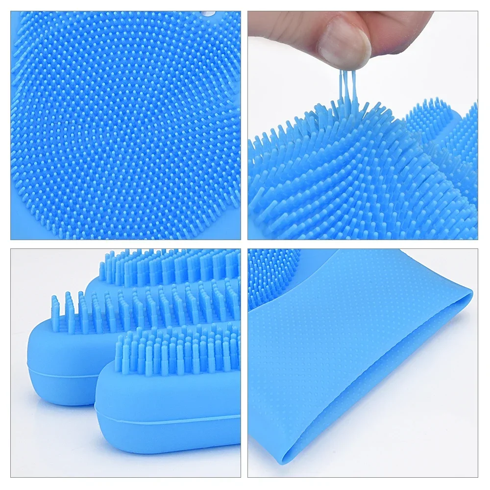 Dishwashing Gloves 2 pcs Latex Dishwashing Gloves Silicone Scrubber Gloves Eco-Friendly Household Home Cleaning Car Pet Caring Helper Sponge