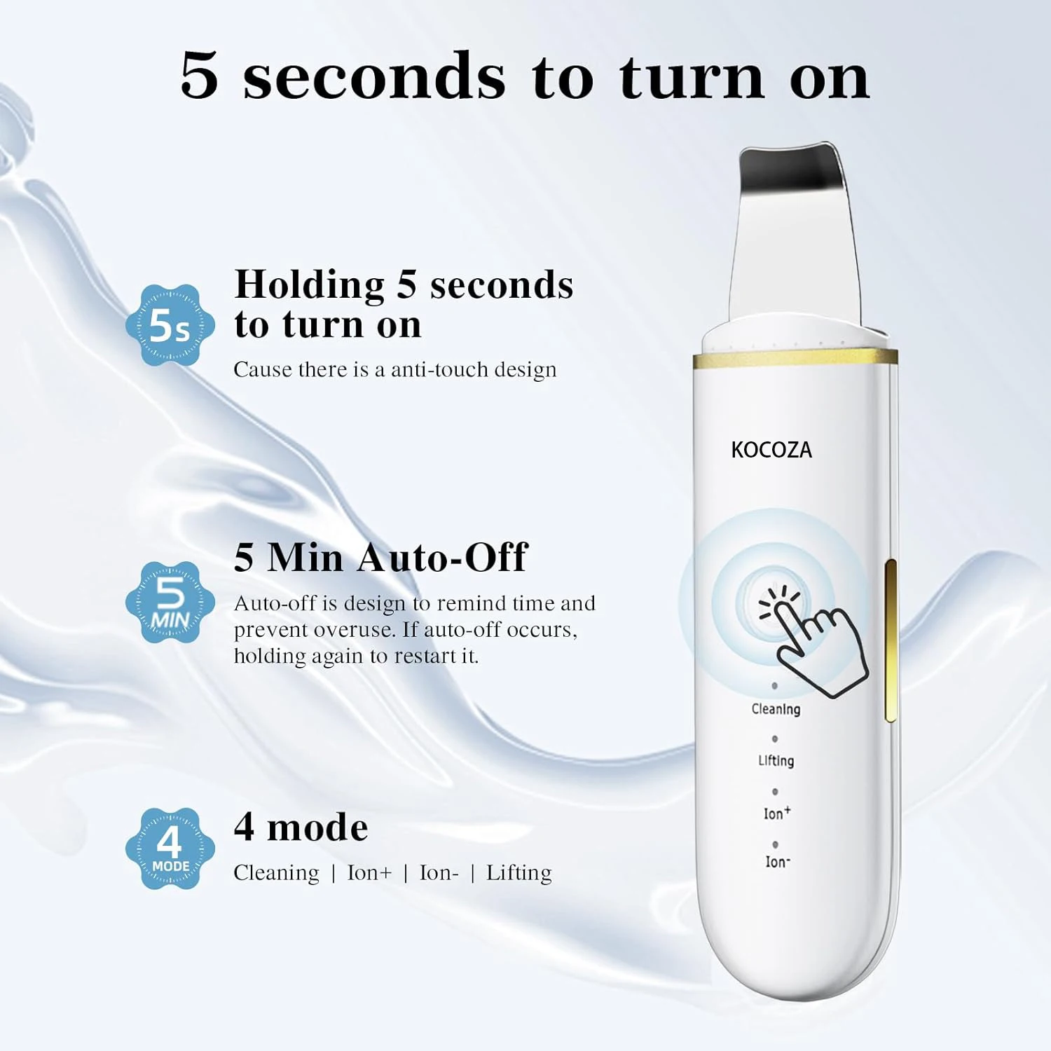 KOCOZA Skin Scrubber Face Spatula Skin Spatula Pore Cleaner Blackhead Remover Tools for Facial Deep Cleansing-4 Modes -White