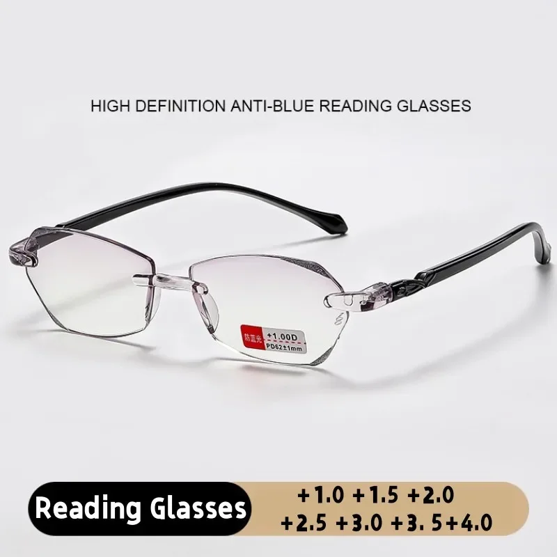 

Luxury Design Diamond Cut Far Sight Eyeglasses Unisex Rimless Reading Glasses Men Women's Vintage Ultralight Hyperopia Eyewear