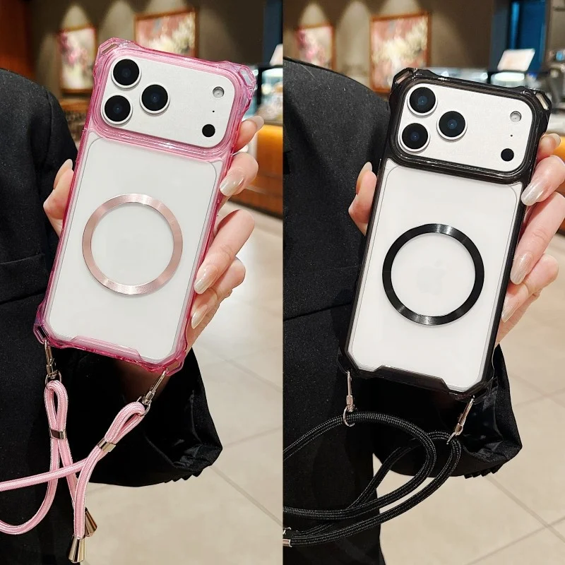 Magnetic Shockproof Crossbody Strap Lanyard Phone Case with MagSafe Compatibility