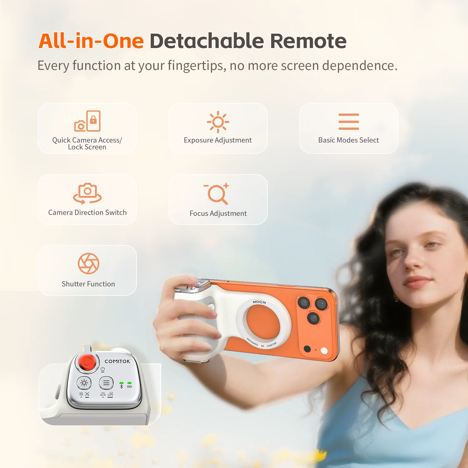 مقبض كاميرا مغناطيسي للهاتف من كوميتك مع جهاز تحكم...