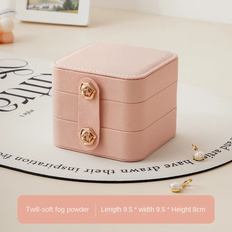High-quality Korean-style Large-capacity Jewelry Storage Box for Women, Portable Three-layer Jewelry Storage Box
