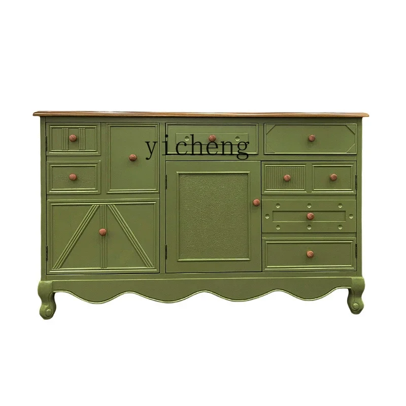 

Zc Shoe Cabinet Solid Wood Home with Drawer Partition Entrance Cabinet Locker Small Apartment Retro Cabinet