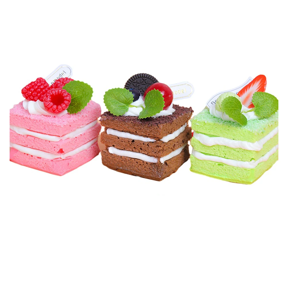 저렴한 고품질 케이크 모델 시뮬레이션 케이크 가게 장식 6*6cm 어린이 장난감 DIY 가짜 PU 현실적인