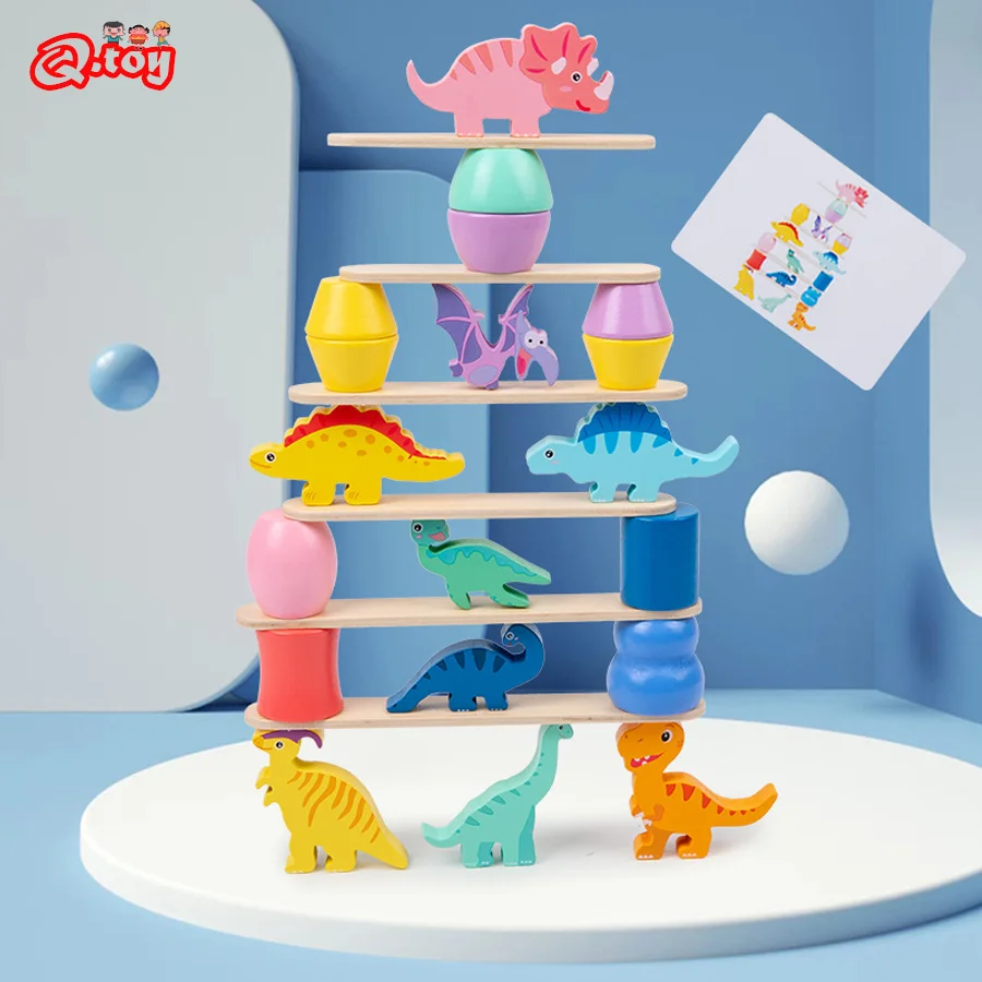 

Children Montessori Building Blocks Dinosaur Stacking Balance Toy Educational Table Game Parent-child Interactive Fine Motor