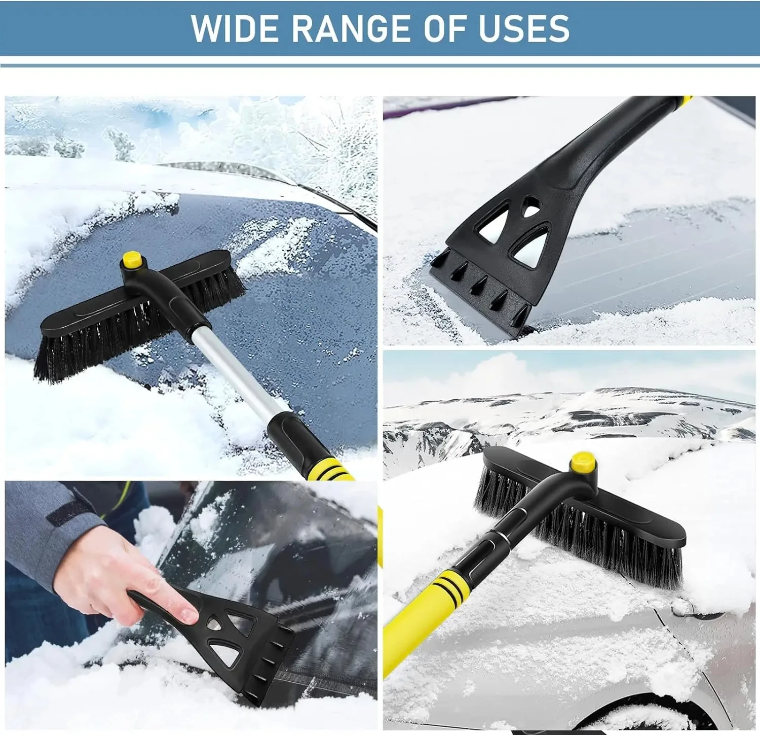 Car 3 in 1Cleaning Brush Adjustable Ice Scraper Brush Car Windshield Snow Removal Cleanin Interior Wash Supply
