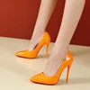 2023 Spring Super High 12cm Stiletto Heels Pumps Women Shoes Pointed Toe Florescence Patent Leather Office Thin Heel 4