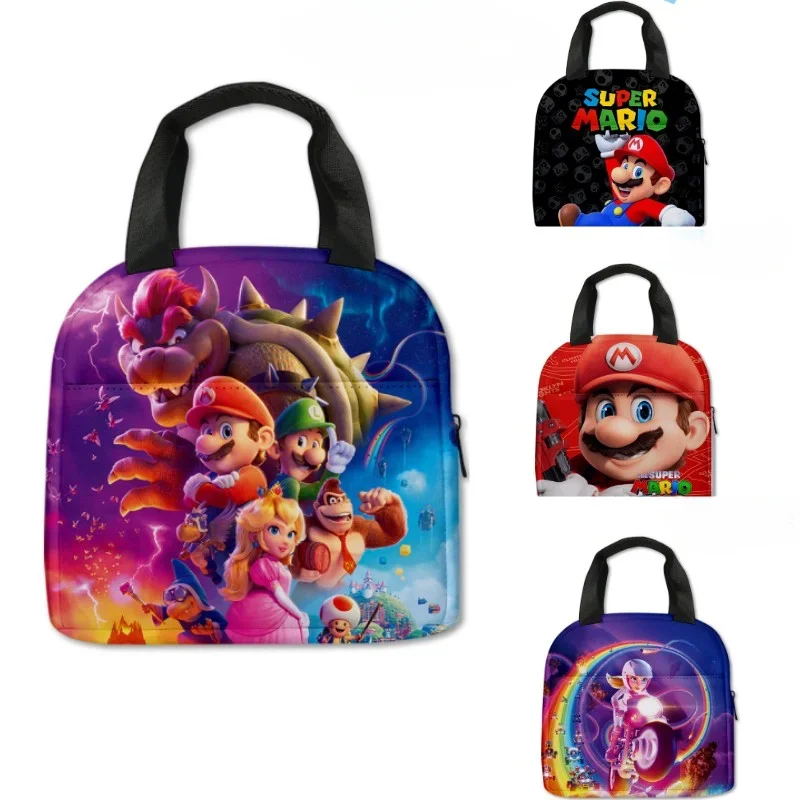 

Фильм Super Mario Bros. Сумка для обеда «Марио» для учеников начальной школы, школьная сумка для мальчиков и девочек, Портативная сумка для льда с мультяшным аниме, детские подарки