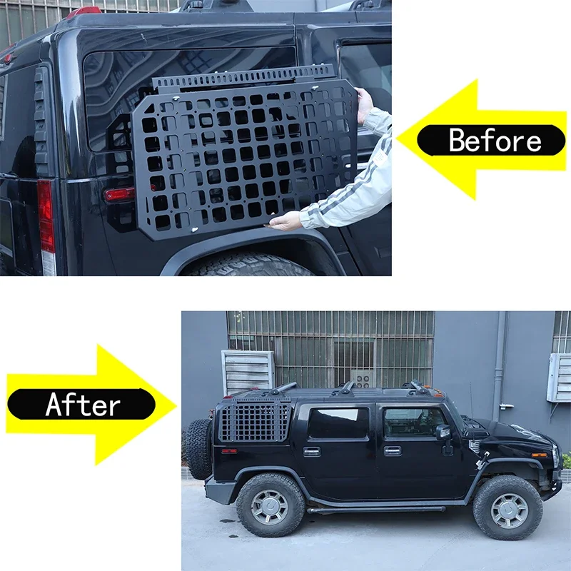 Hummer H2 Rear Window Louvers 2003-2009 - Black Aluminum Alloy Side Vent Panels