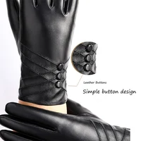 Women's Fashion Gloves Winter Insulated and Warm Gloves outdoors Driving  PU Leather Gloves Plush Touch Screen Gloves