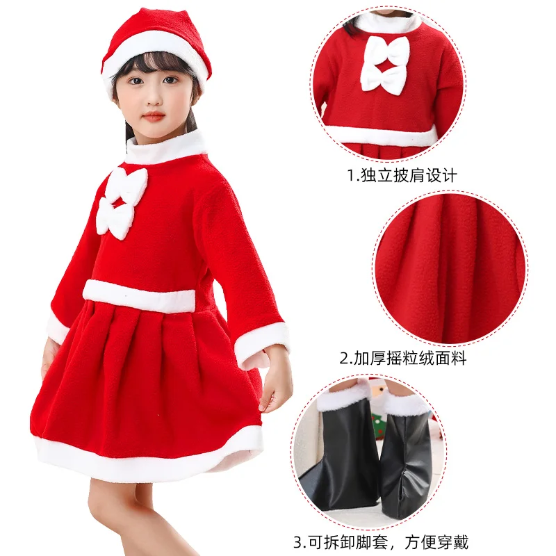 

New Year Toddler Baby Girls Christmas Elk Fleece Costume With Candy Bag Toddler Girl Dresses