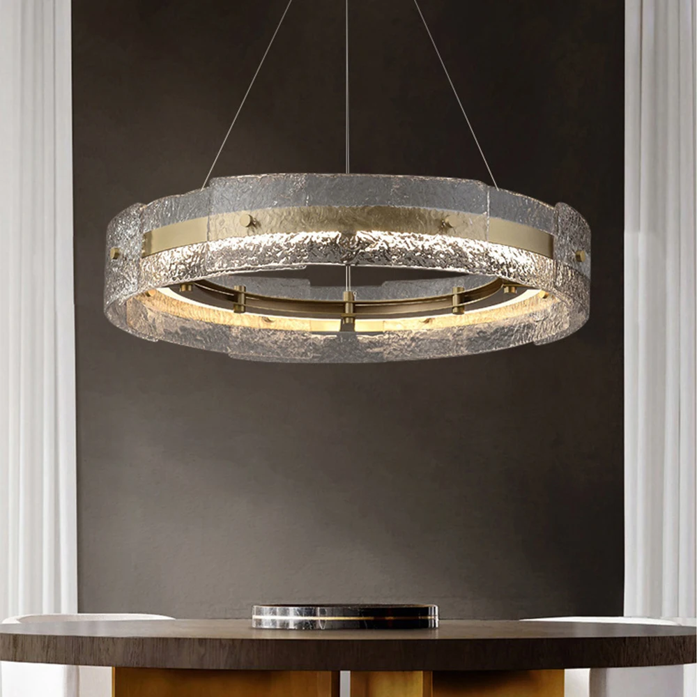 Candelabro de cristal dúplex Villa, sala de exposiciones moderna, sala