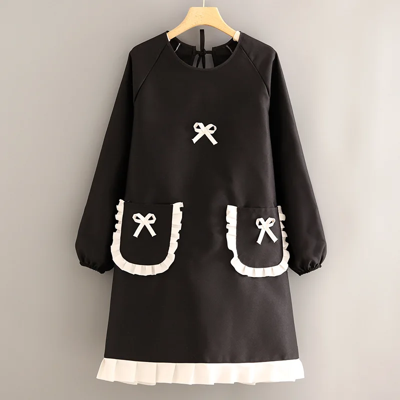 Fashionable Long-sleeved Women's Home Kitchen Anti-fouling Breathable Cooking Wear-resistant Blouse and Stylish Apron