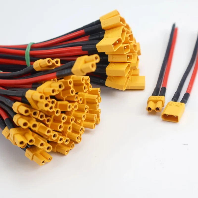 Connecteur XT60 femelle avec fentes argentées et bague noire, inclus dans le lot de 20 pour drone FPV.