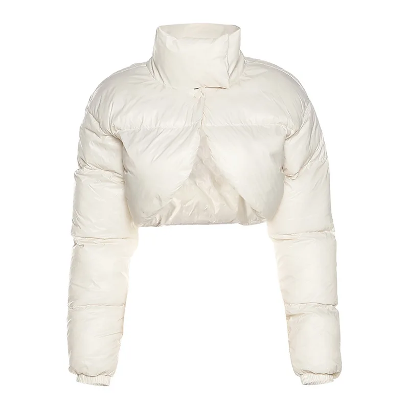 Women's Jacket 2023 Fall/winter Women's Solid Color Slim-fitting Navel Fashion Stand-up Collar Long-sleeved Warm Down Jacket