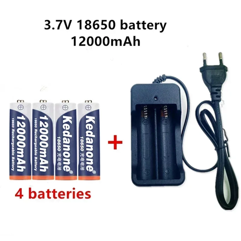 

18650 Battery Rechargeable Battery 3.7V 18650 12000mAh Capacity Li-ion Rechargeable Battery For Flashlight Torch Battery+Charger